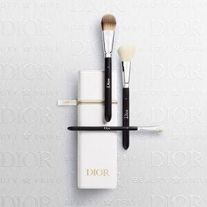 Dior Privè Backstage Silver Brush Trio in original gift box with Dior logo